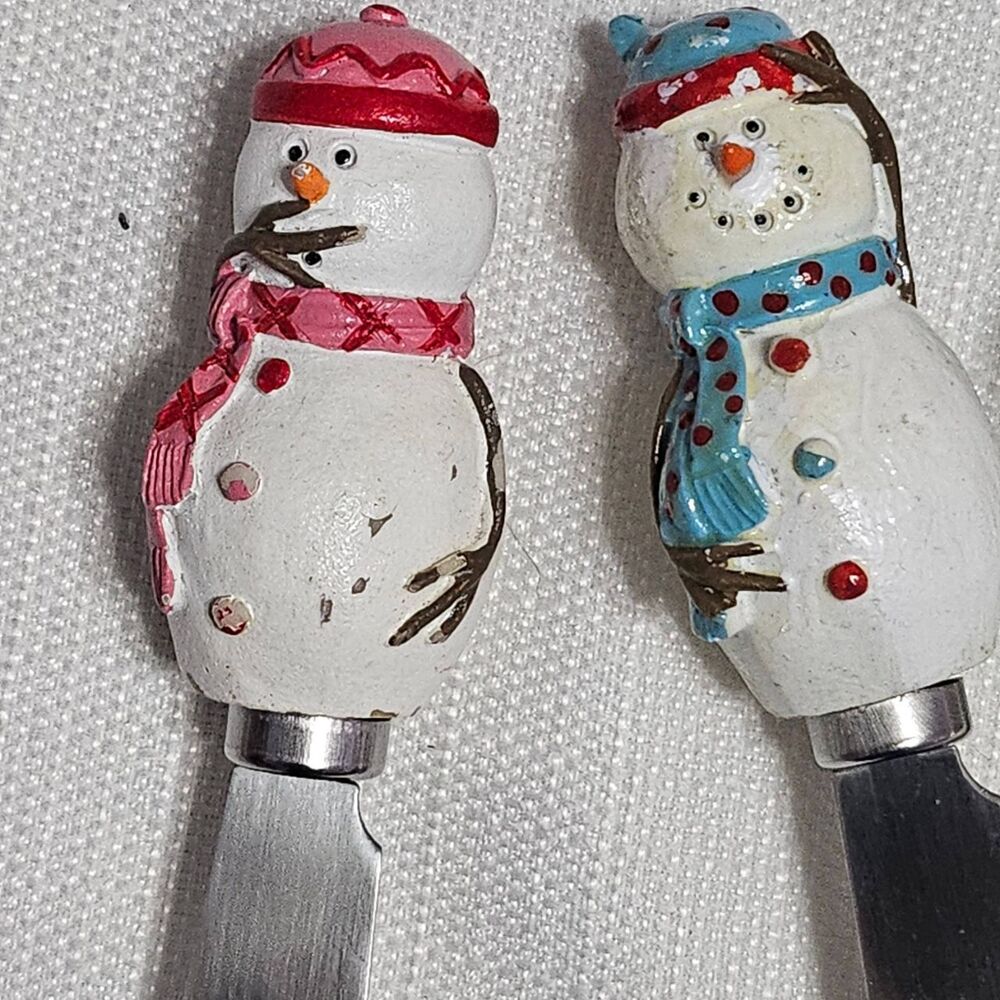 Jasco Mainstreet‎ Collection Holiday Spreaders Snowman Handles Festive Kitchen - Picture 12 of 16